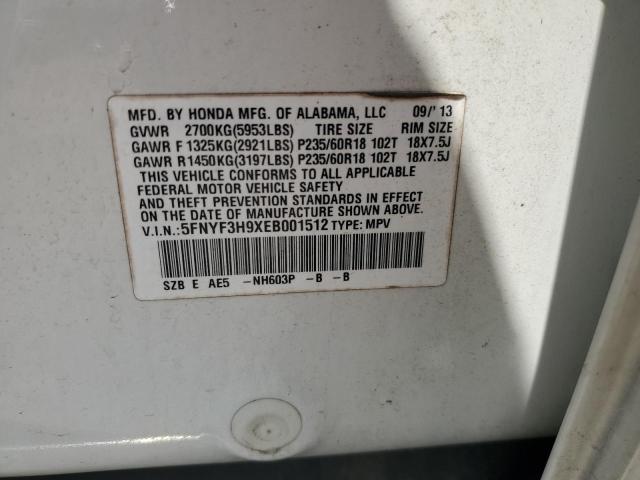 2014 HONDA PILOT TOUR - 5FNYF3H9XEB001512