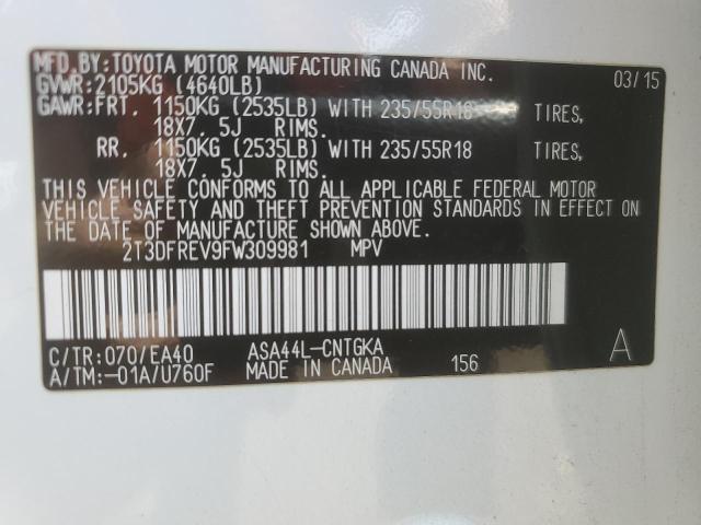 2015 TOYOTA RAV4 LIMIT 2T3DFREV9FW309981