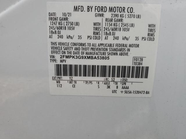 2021 FORD EDGE SE 2FMPK3G9XMBA53805