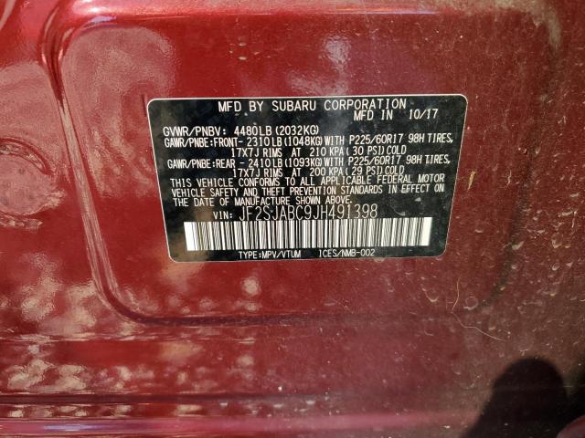 2018 SUBARU FORESTER 2.5I JF2SJABC9JH491398