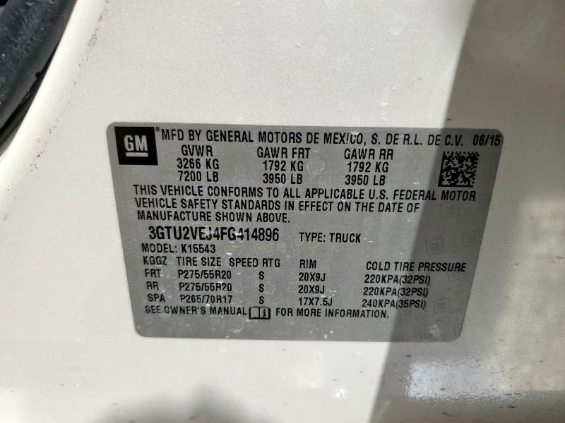 2015 GMC SIERRA K15 3GTU2VEJ4FG414896