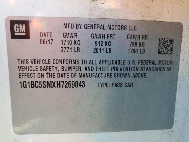 2017 CHEVROLET CRUZE LS 1G1BC5SMXH7269843