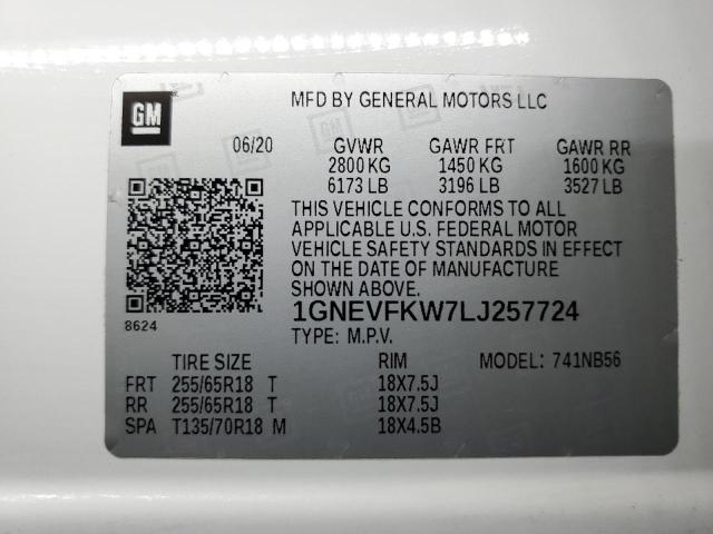2020 CHEVROLET TRAVERSE LS 1GNEVFKW7LJ257724