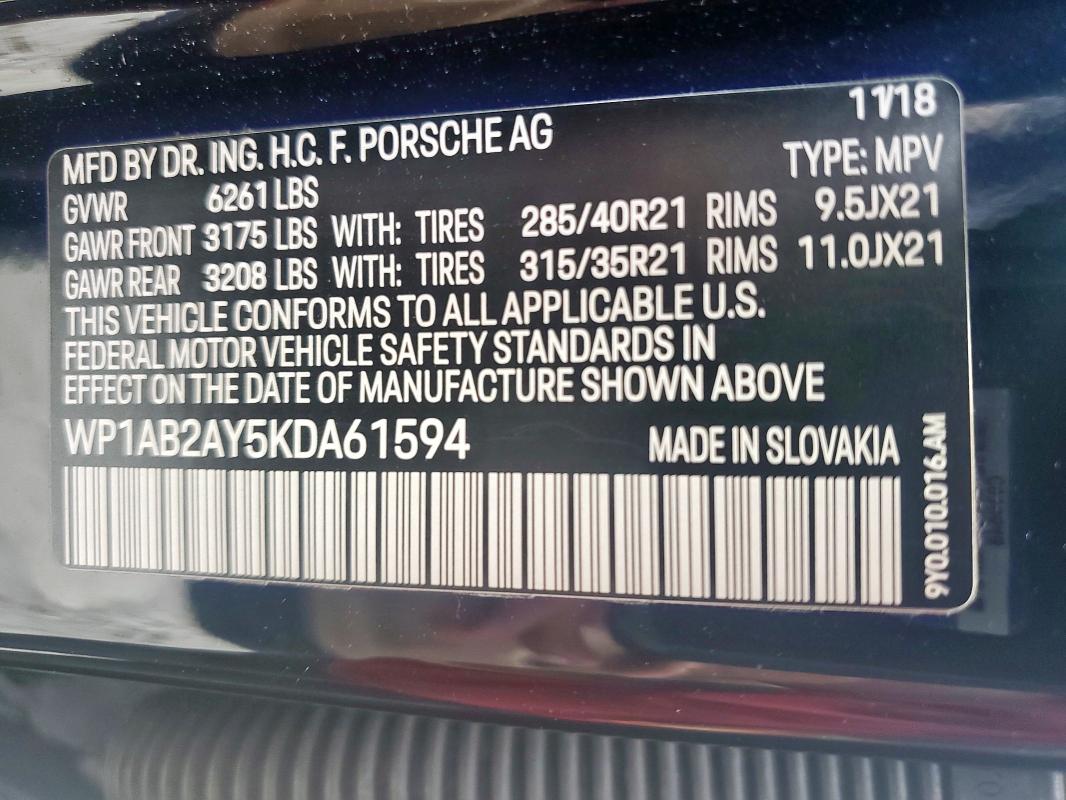 2019 PORSCHE CAYENNE S WP1AB2AY5KDA61594