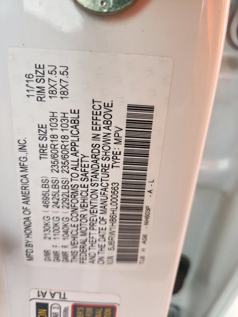 2017 HONDA CR-V EXL 5J6RW1H86HL000563