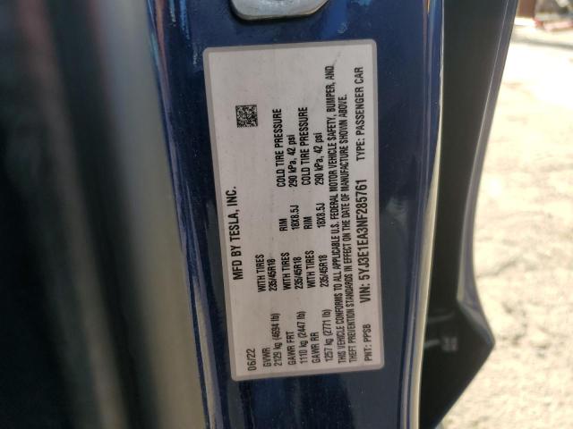 2022 TESLA MODEL 3 5YJ3E1EA3NF285761