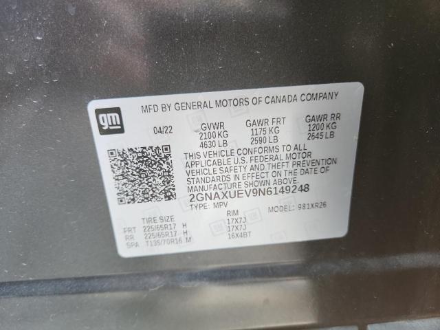2022 CHEVROLET EQUINOX LT 2GNAXUEV9N6149248