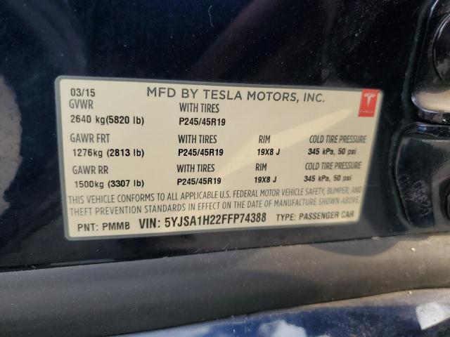 2015 TESLA MODEL S 85 5YJSA1H22FFP74388