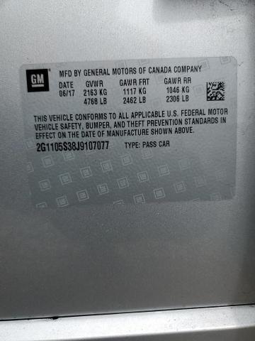 2018 CHEVROLET IMPALA LT 2G1105S38J9107077