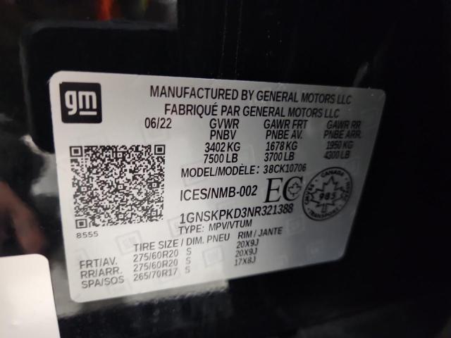 2022 CHEVROLET TAHOE K150 - 1GNSKPKD3NR321388