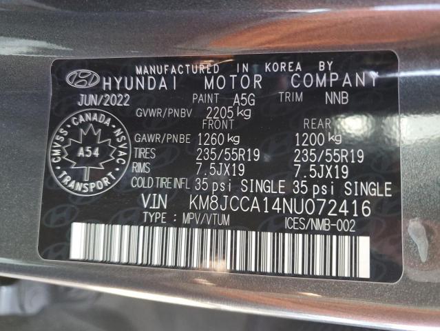 2022 HYUNDAI TUCSON LUX KM8JCCA14NU072416