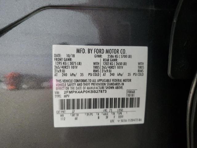 2019 FORD EDGE ST 2FMPK4AP0KBB27873