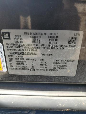 2016 GMC ACADIA SLT 1GKKVRKD5GJ283874