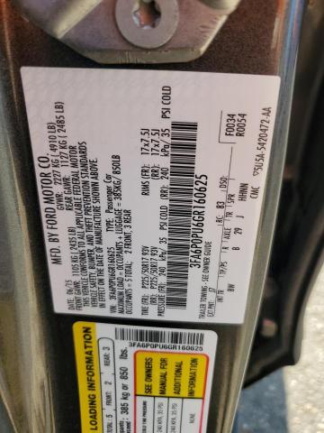 2016 FORD FUSION SE 3FA6P0PU6GR160625