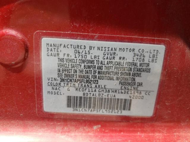 2015 NISSAN VERSA S 3N1CN7AP5FL952123