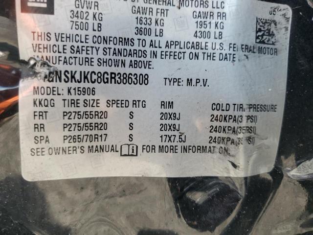 2016 CHEVROLET SUBURBAN K1500 LTZ 1GNSKJKC8GR386308