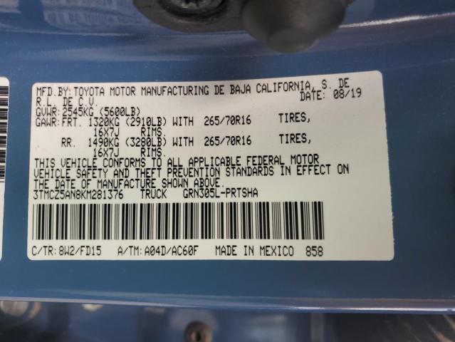 2019 TOYOTA TACOMA DOU - 3TMCZ5AN8KM281376