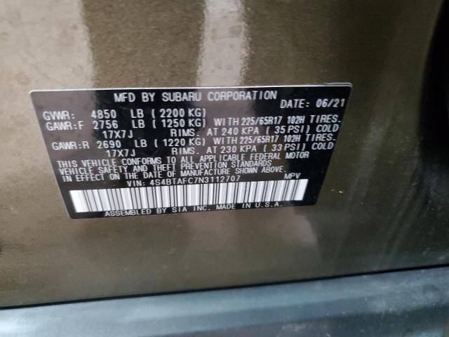 2022 SUBARU OUTBACK PR 4S4BTAFC7N3112707