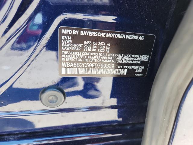 2015 BMW 650 I GRAN WBA6B2C59FD799329