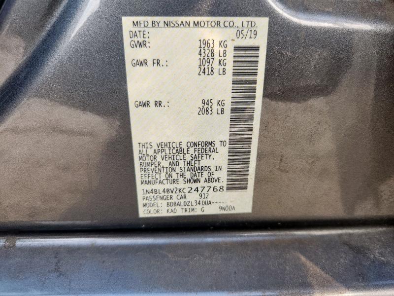 2019 NISSAN ALTIMA S 1N4BL4BV2KC247768
