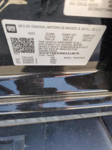 2022 CHEVROLET SILVERADO 3GCPYBEK9NG114076
