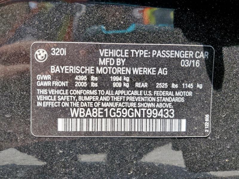 2016 BMW 320 I WBA8E1G59GNT99433