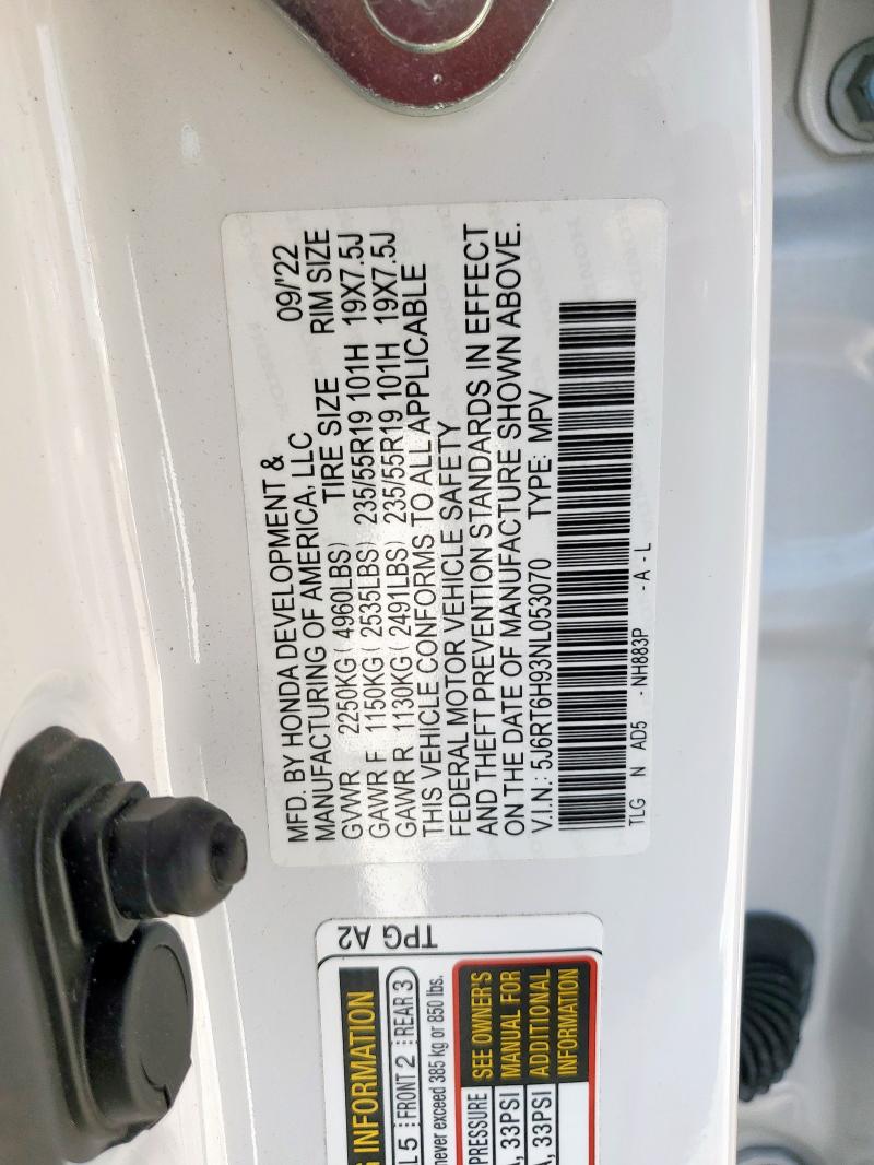 2022 HONDA CR-V TOURI 5J6RT6H93NL053070