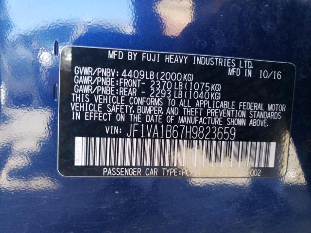 2017 SUBARU WRX JF1VA1B67H9823659