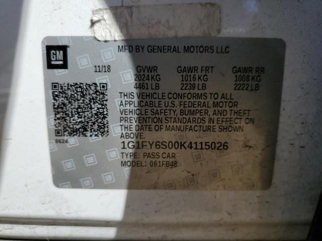 2019 CHEVROLET BOLT EV LT 1G1FY6S00K4115026