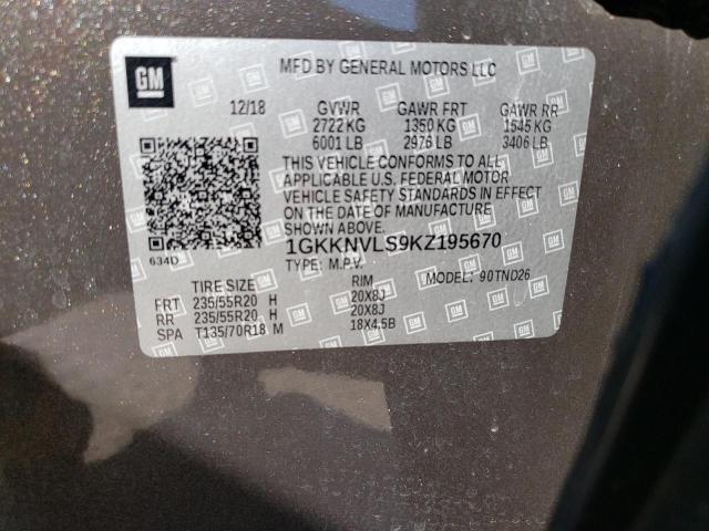 2019 GMC ACADIA ALL 1GKKNVLS9KZ195670