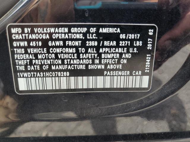 2017 VOLKSWAGEN PASSAT R-L 1VWDT7A31HC078269