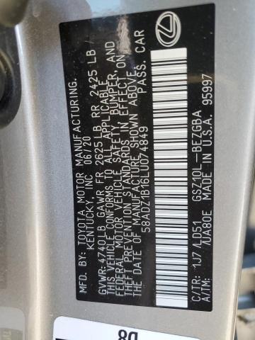 2020 LEXUS ES 350 58ADZ1B16LU074849