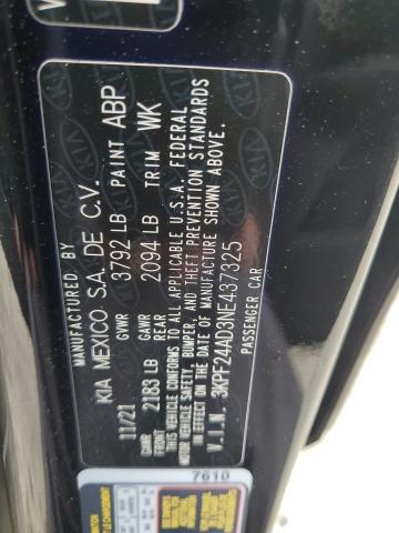 2022 KIA FORTE FE 3KPF24AD3NE437325