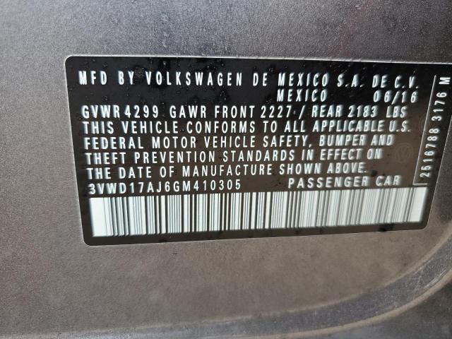 2016 VOLKSWAGEN JETTA SPOR 3VWD17AJ6GM410305