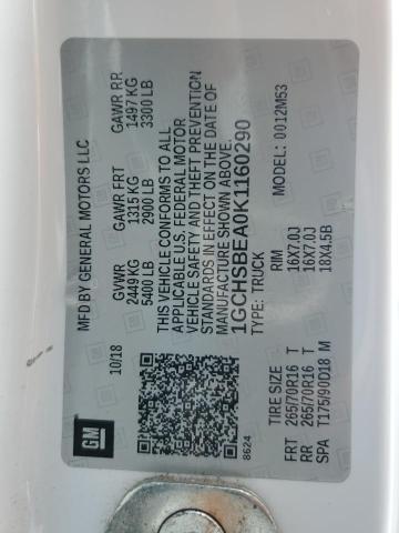 2019 CHEVROLET COLORADO 1GCHSBEA0K1160290