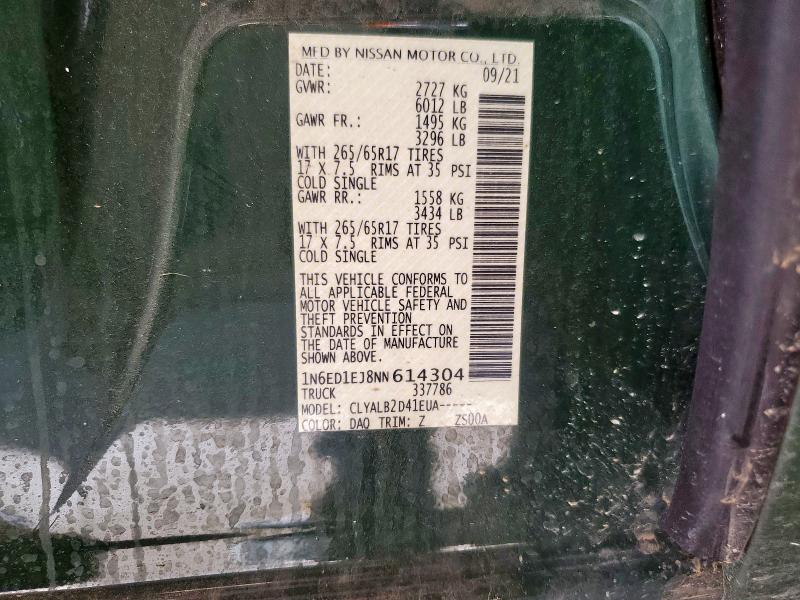 2022 NISSAN FRONTIER S 1N6ED1EJ8NN614304
