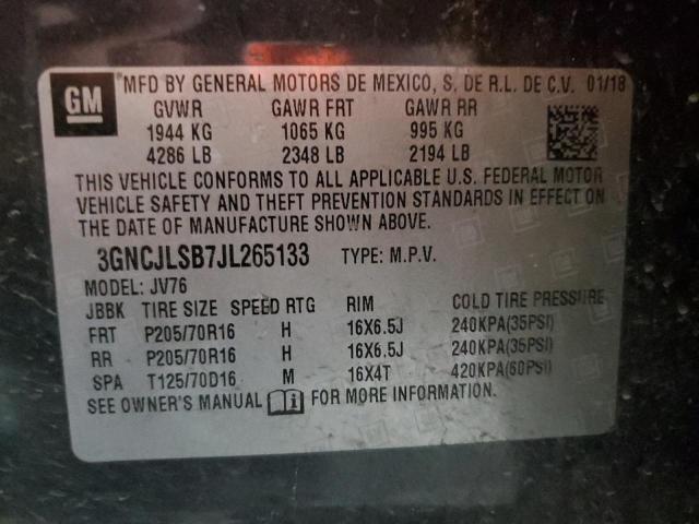 2018 CHEVROLET TRAX 1LT 3GNCJLSB7JL265133