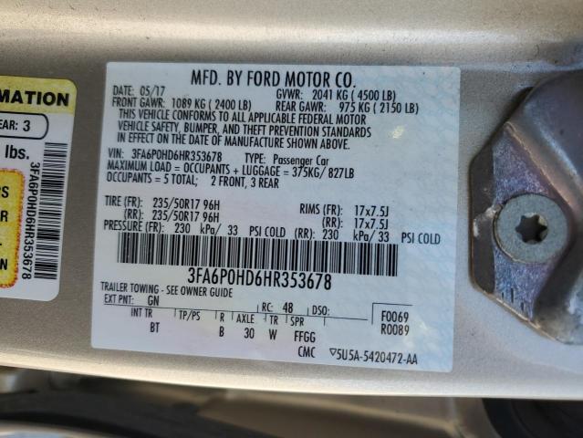 2017 FORD FUSION SE - 3FA6P0HD6HR353678
