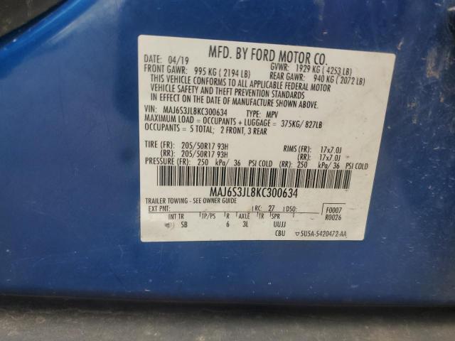 2019 FORD ECOSPORT SES MAJ6S3JL8KC300634