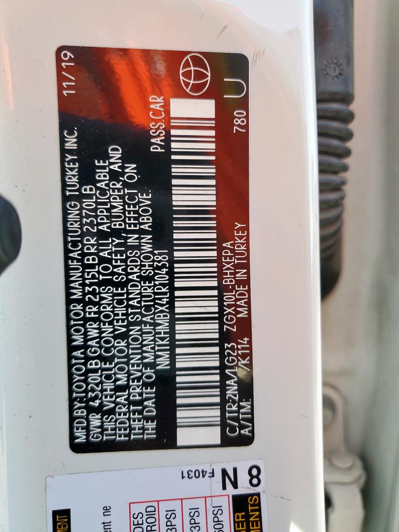 2020 TOYOTA C-HR XLE - NMTKHMBX4LR104381