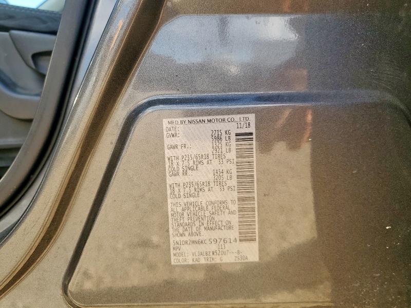 2019 NISSAN PATHFINDER 5N1DR2MN6KC597614