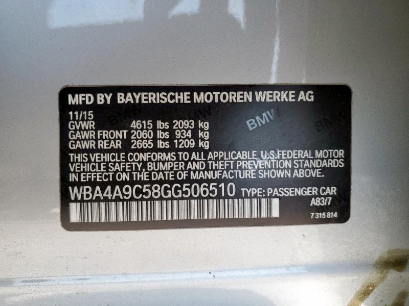 2016 BMW 428 I GRAN WBA4A9C58GG506510