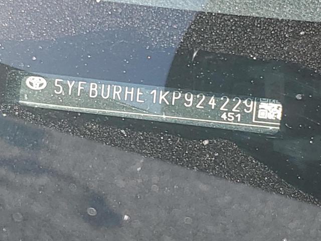 2019 TOYOTA COROLLA L 5YFBURHE1KP924229