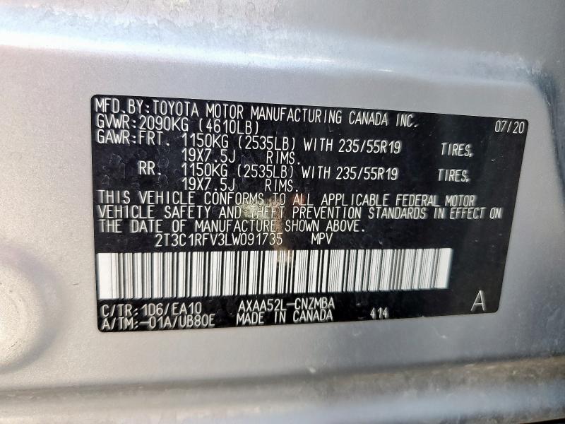 2020 TOYOTA RAV4 XLE P 2T3C1RFV3LW091735