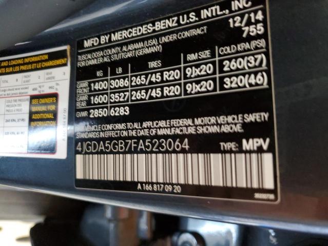 2015 MERCEDES-BENZ ML 400 4MA 4JGDA5GB7FA523064