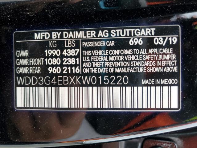 2019 MERCEDES-BENZ A 220 WDD3G4EBXKW015220