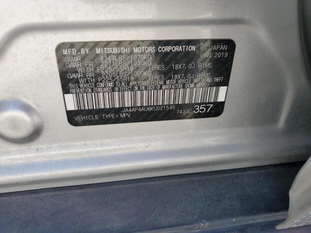 2019 MITSUBISHI OUTLANDER - JA4AP4AU6KU021546