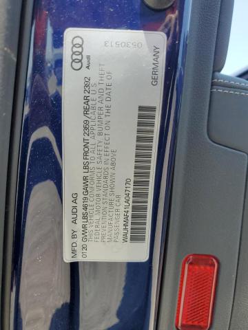 2020 AUDI A4 PREMIUM WAUHMAF41LA047170