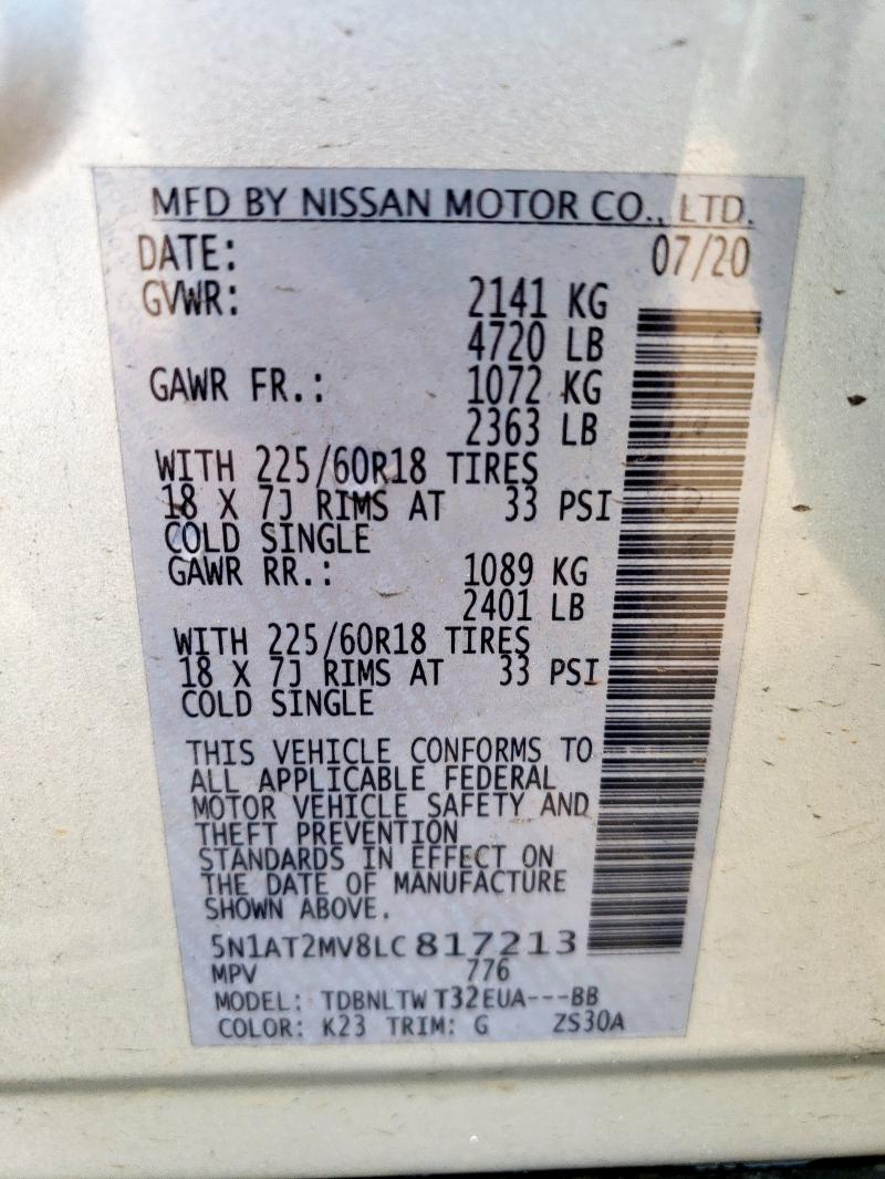2020 NISSAN ROGUE S FW 5N1AT2MV8LC817213