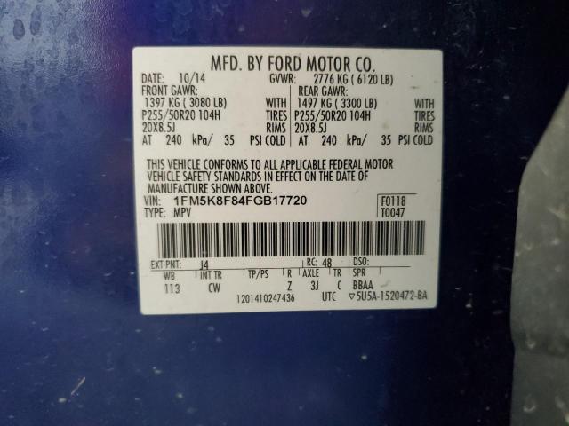2015 FORD EXPLORER L 1FM5K8F84FGB17720